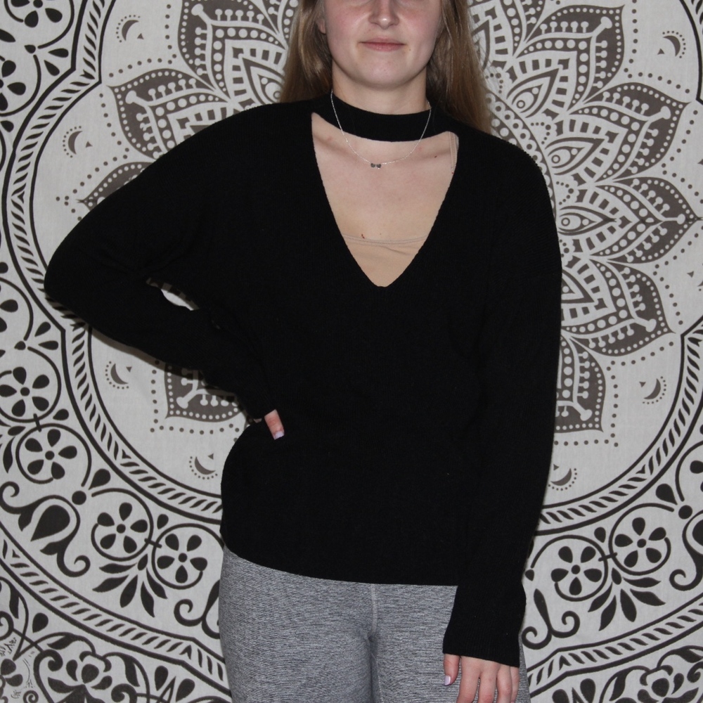 black v-neck sweater